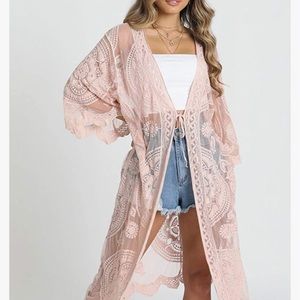 Western Soft Pink Lace Duster